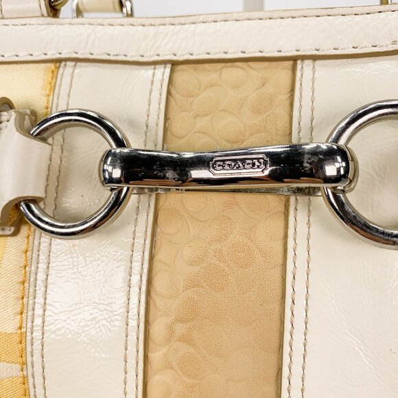 COACH Hampton Signature Stripe Spring Canvas Yellow Shoulder Bag - L0885-F13337 - Picture 12 of 16